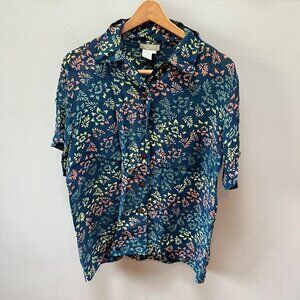 The Territory Ahead Floral‎ Button-Down Shirt Semi-Sheer- L